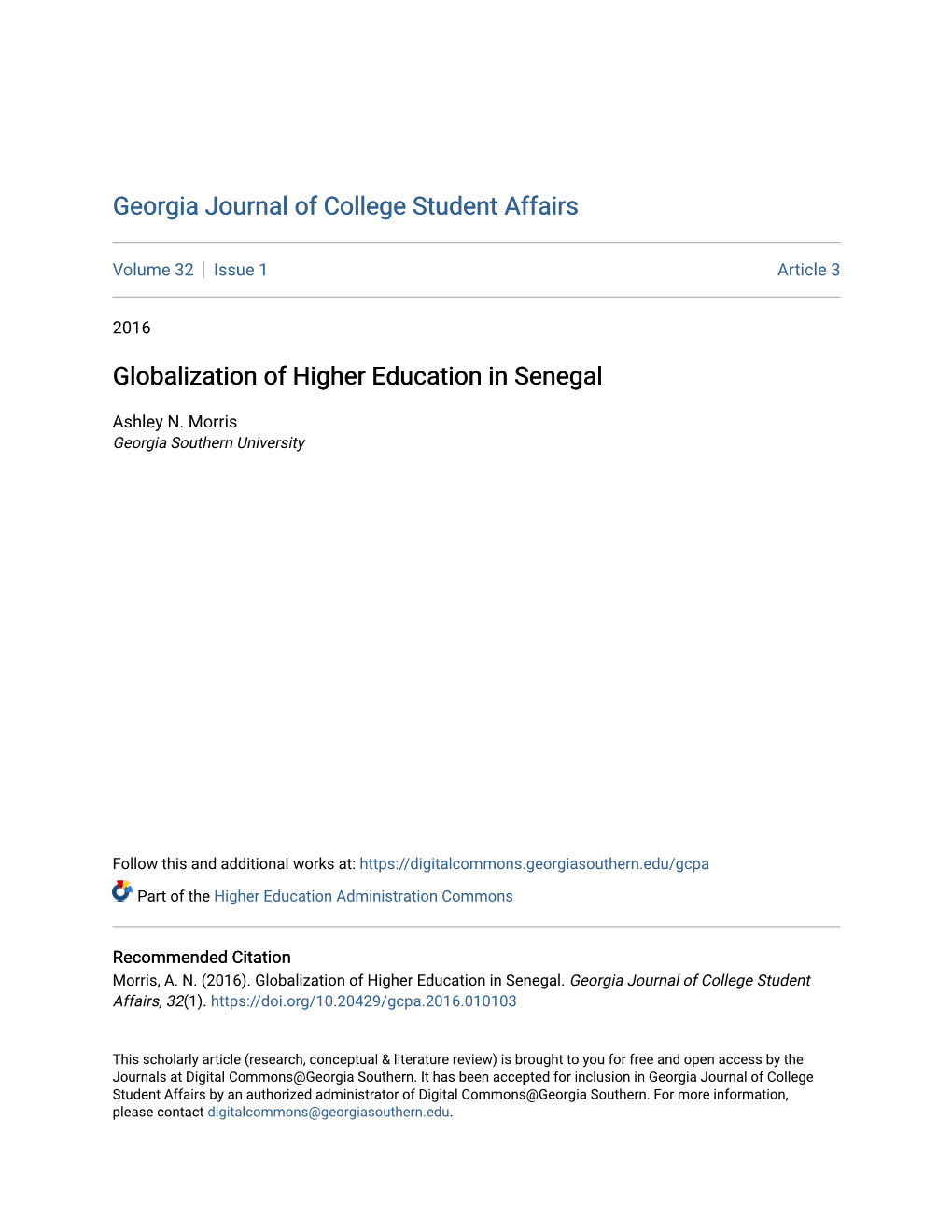 Globalization of Higher Education in Senegal