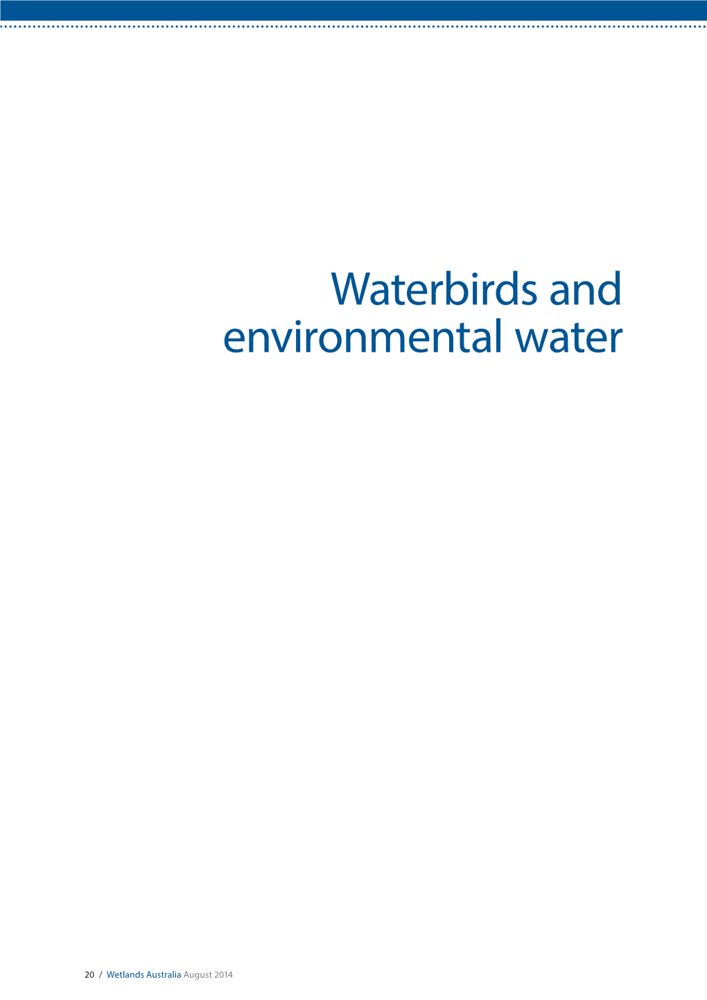 Wetlands Australia National Wetlands Update August 2014—Issue No 25