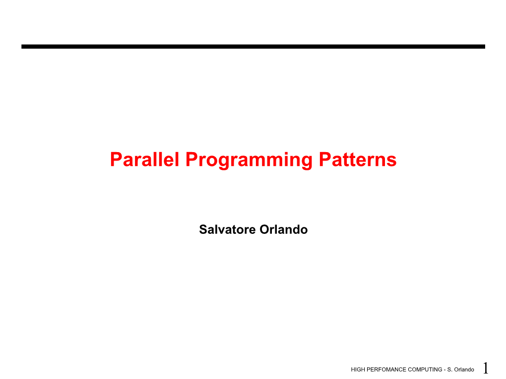 Parallel Programming Patterns