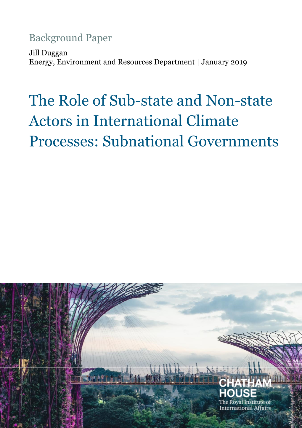 The Role of Sub-State and Non-State Actors in International Climate Processes: Subnational Governments