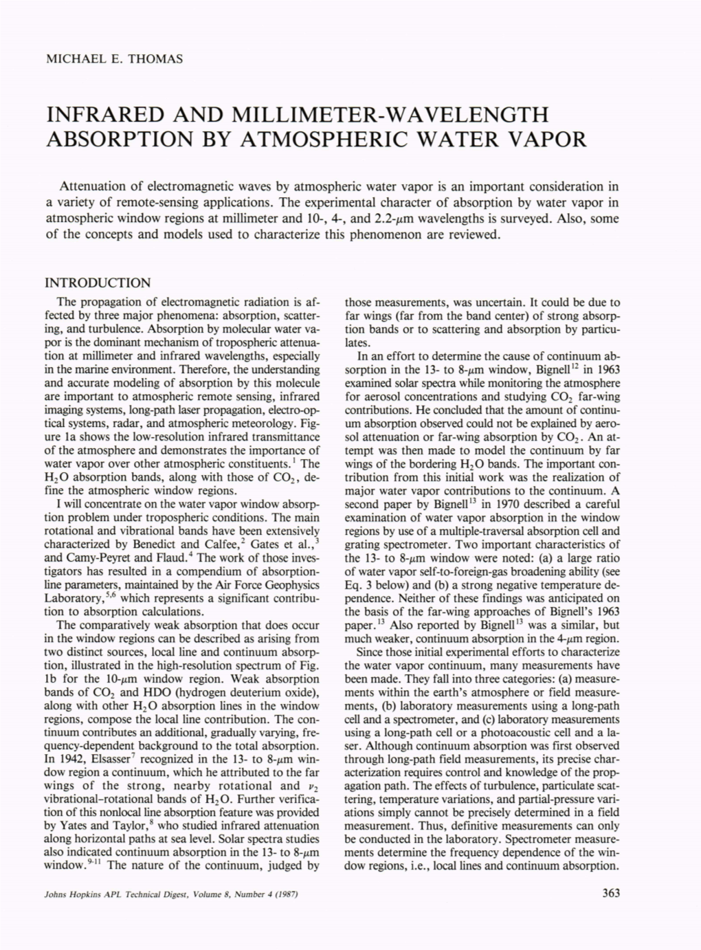 Infrared and Millimeter-Wavelength Absorption by Atmospheric Water Vapor