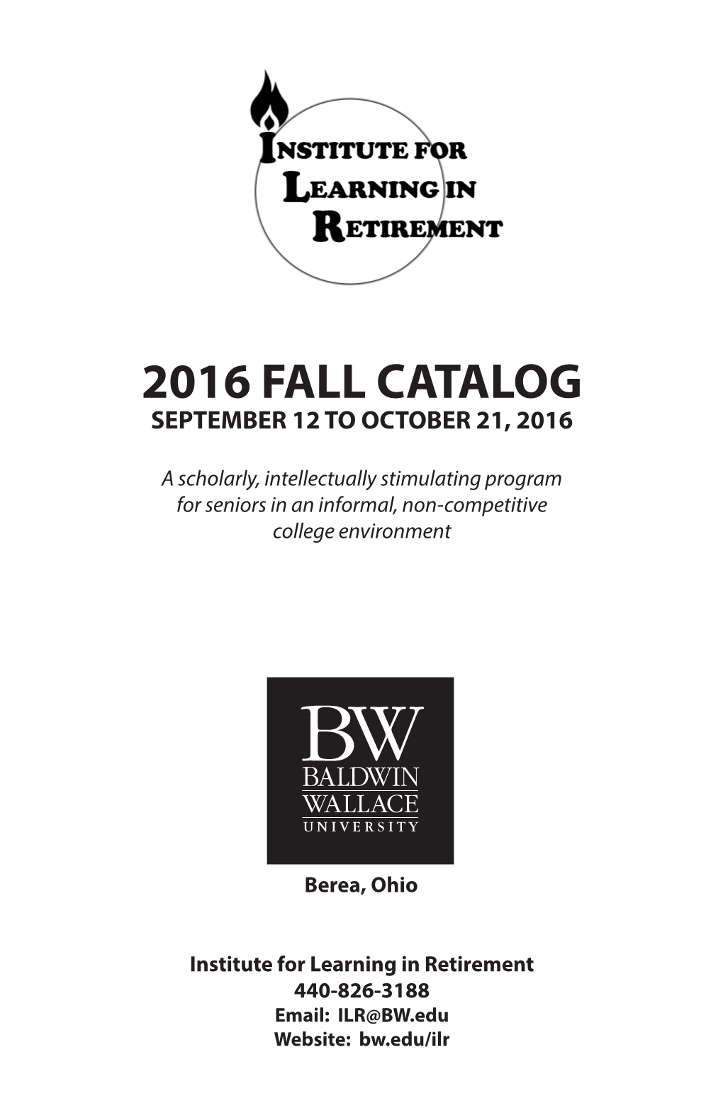 2016 Fall Catalog September 12 to October 21, 2016