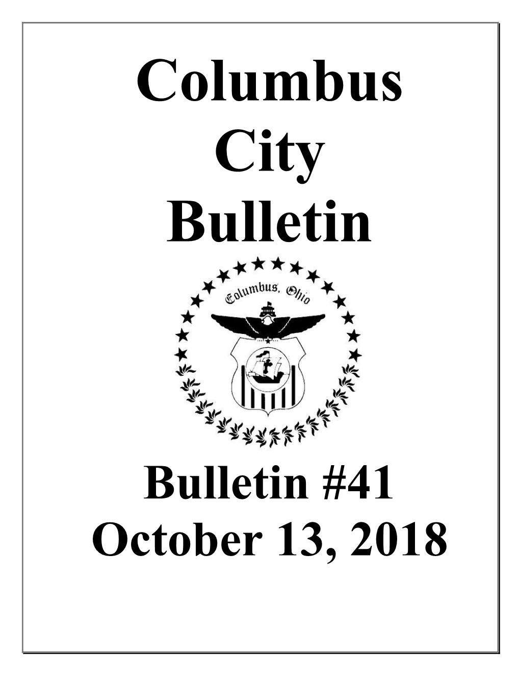 Bulletin #41 October 13, 2018