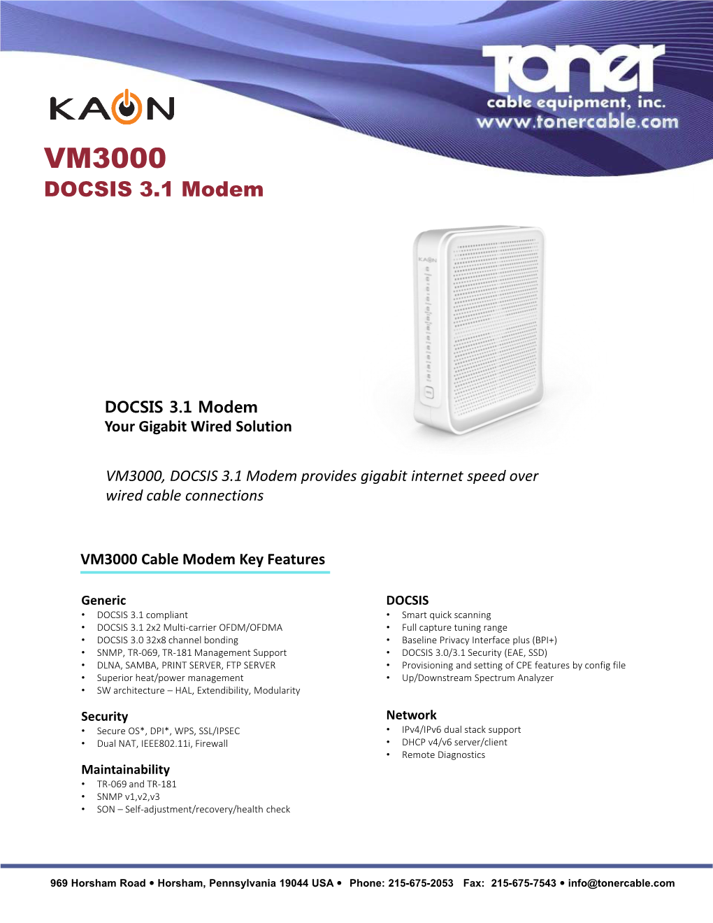 VM3000 DOCSIS 3.1 Modem