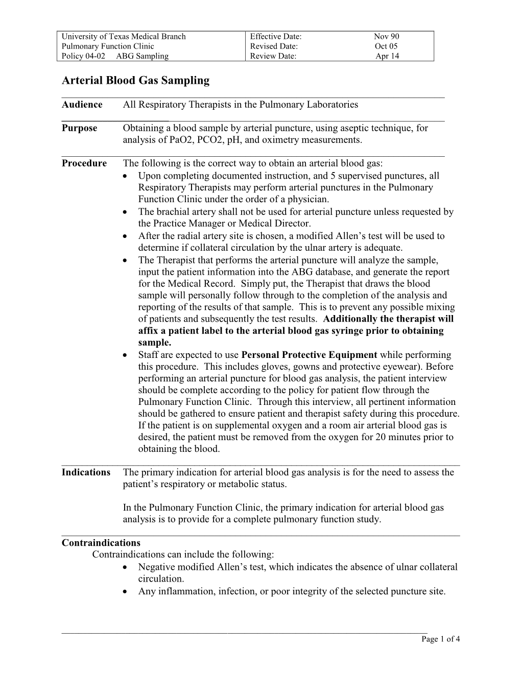 Arterial Blood Gas Sampling