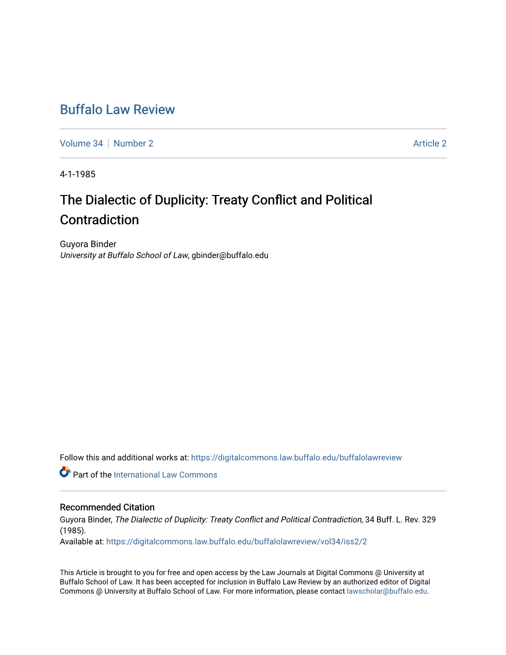 The Dialectic of Duplicity: Treaty Conflict and Political Contradictiont