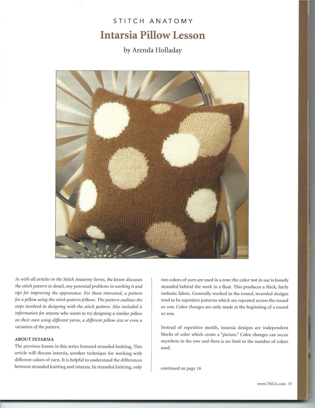 Intarsia Pillow Lesson by Arenda Holladay