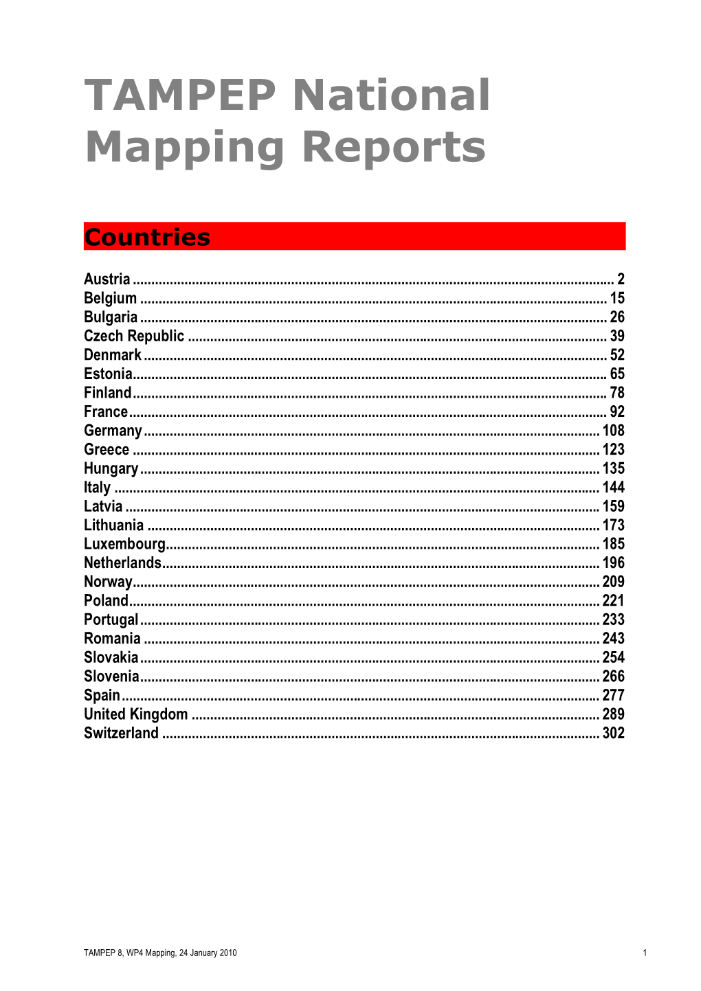 TAMPEP National Mapping Reports