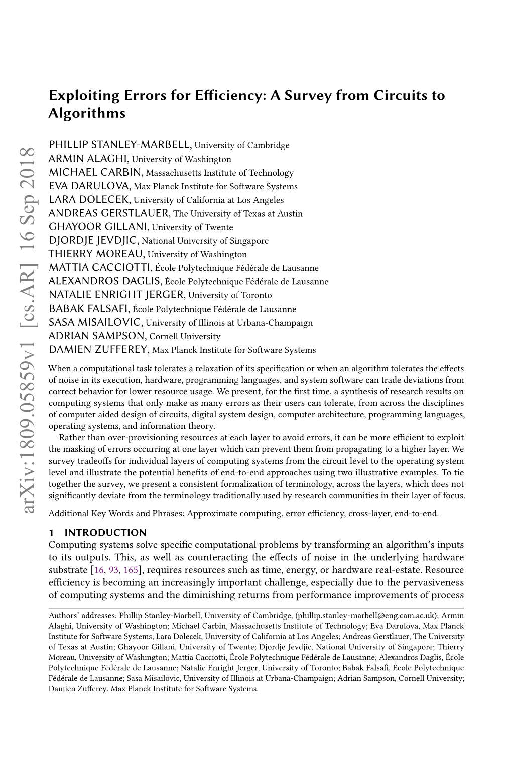 Exploiting Errors for Efficiency: a Survey from Circuits to Algorithms