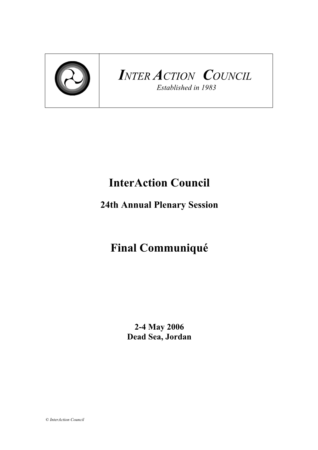 Interaction Council Final Communiqué