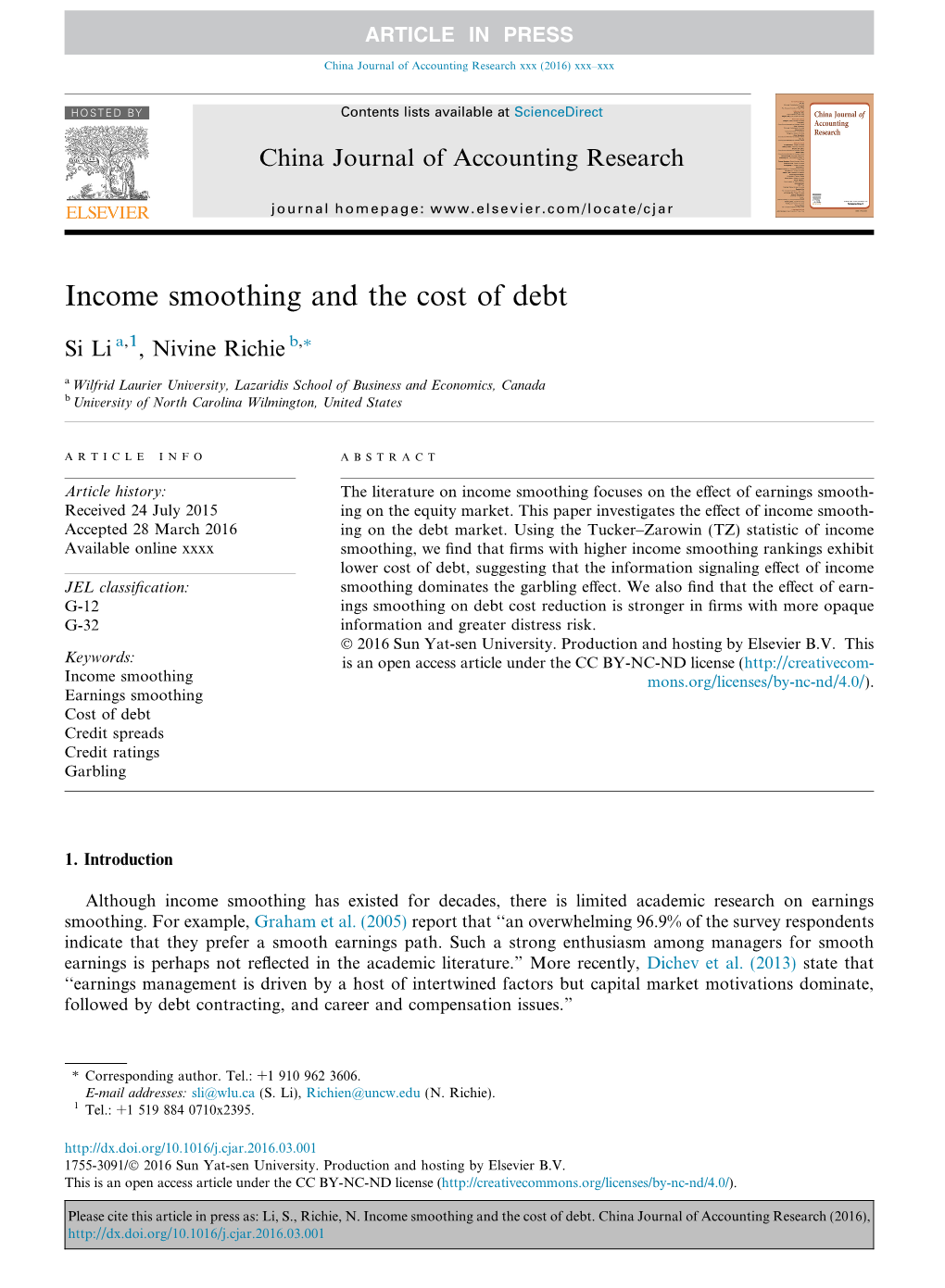 Income Smoothing and the Cost of Debt