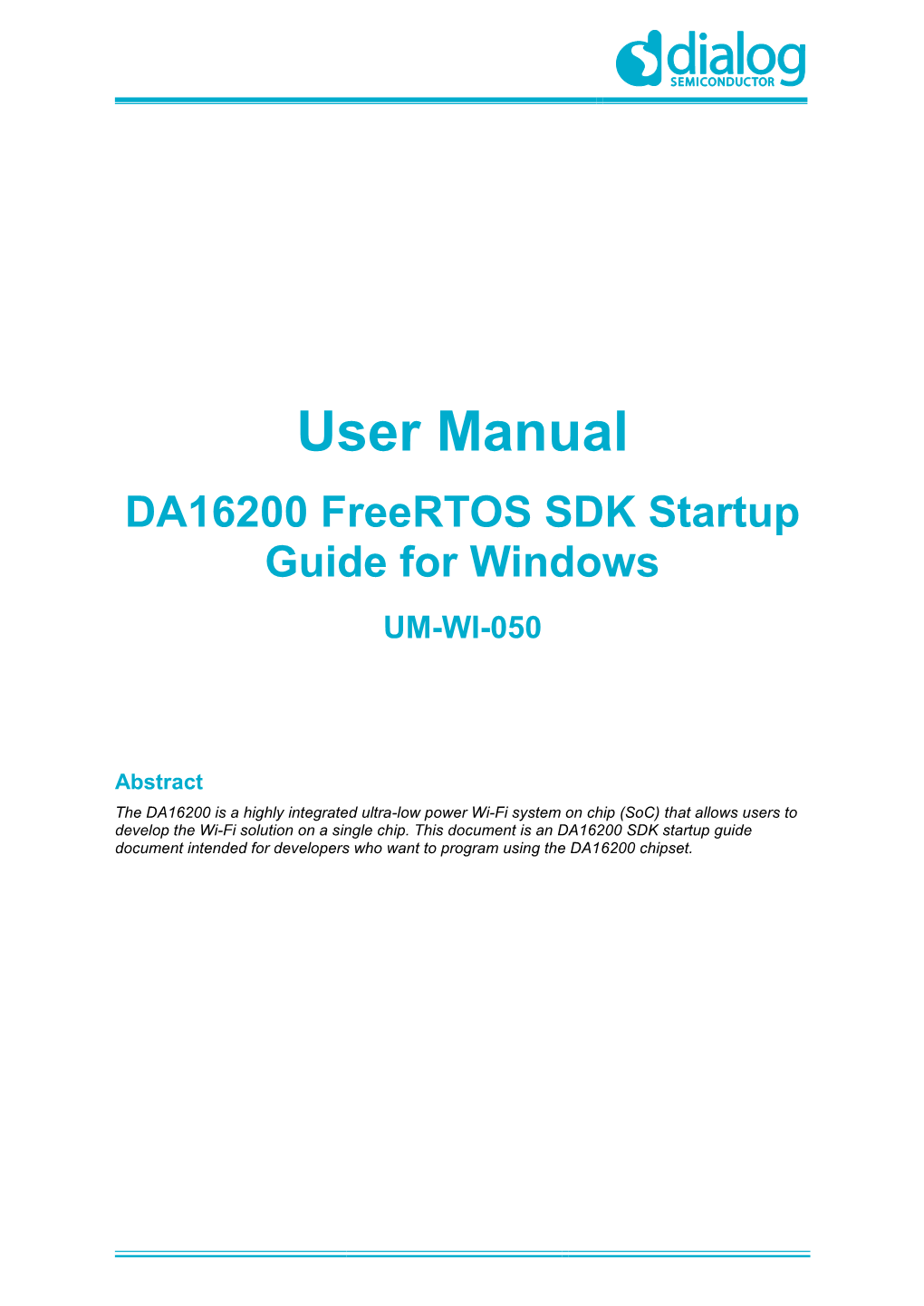 DA16200 Freertos SDK Startup Guide for Windows UM-WI-050