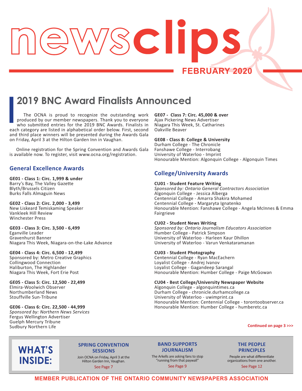WHAT's INSIDE: 2019 BNC Award Finalists Announced