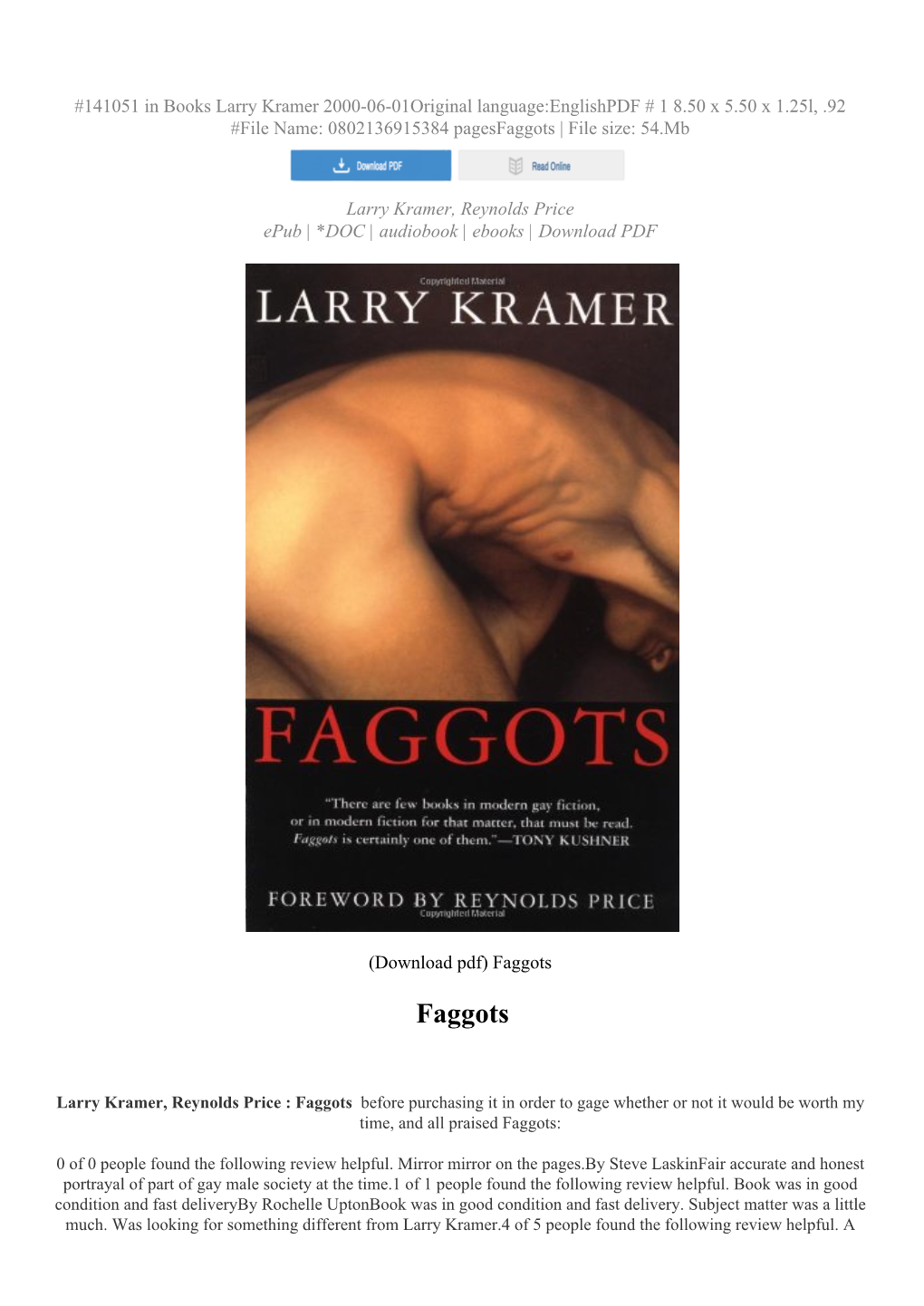Faggots | File Size: 54.Mb