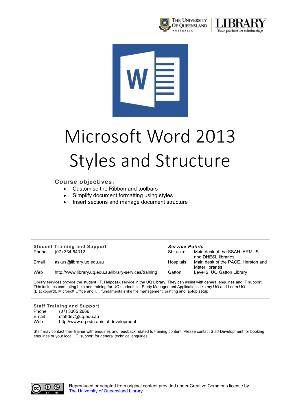 Microsoft Word 2013 Styles and Structure