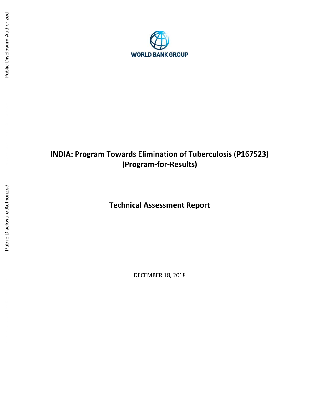 INDIA: Program Towards Elimination of Tuberculosis (P167523)