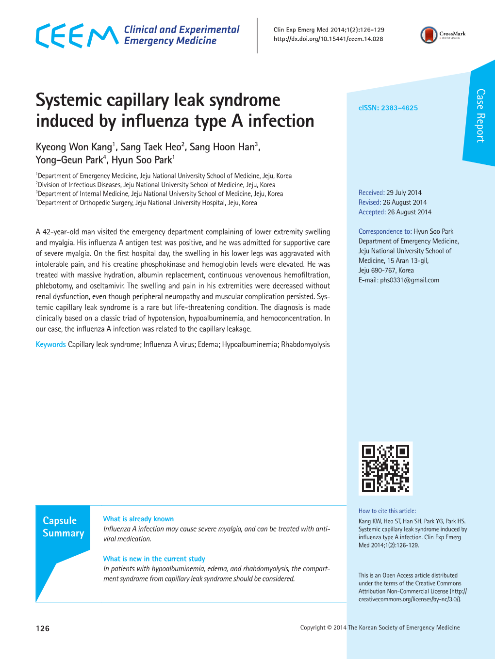 Systemic Capillary Leak Syndrome Induced by Influenza Type a Infection