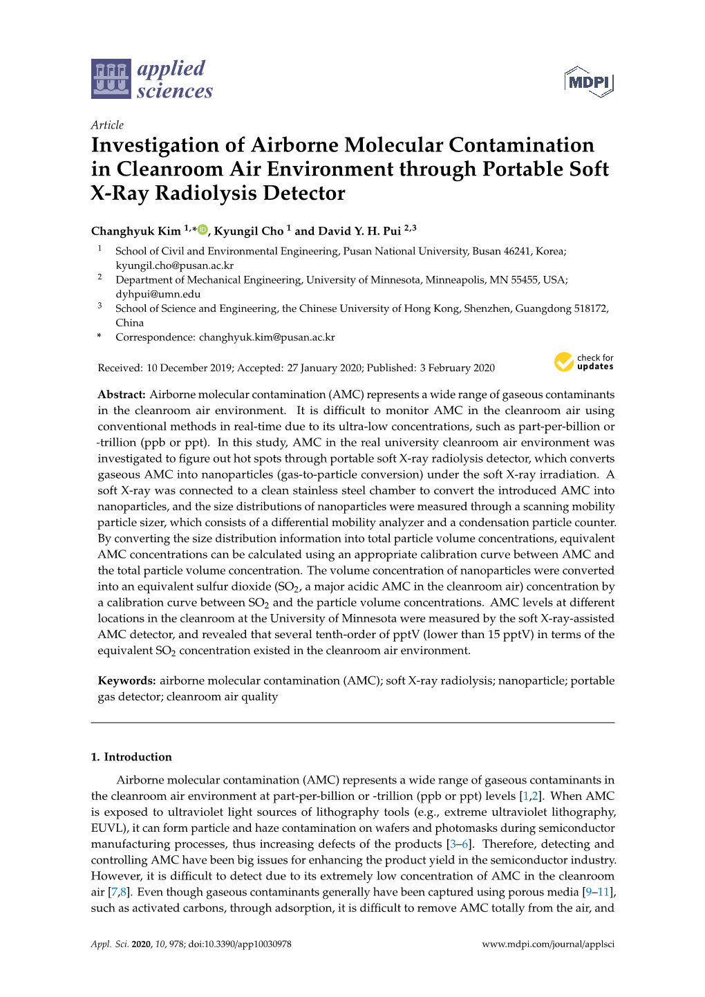 Investigation of Airborne Molecular Contamination in Cleanroom Air Environment Through Portable Soft X-Ray Radiolysis Detector