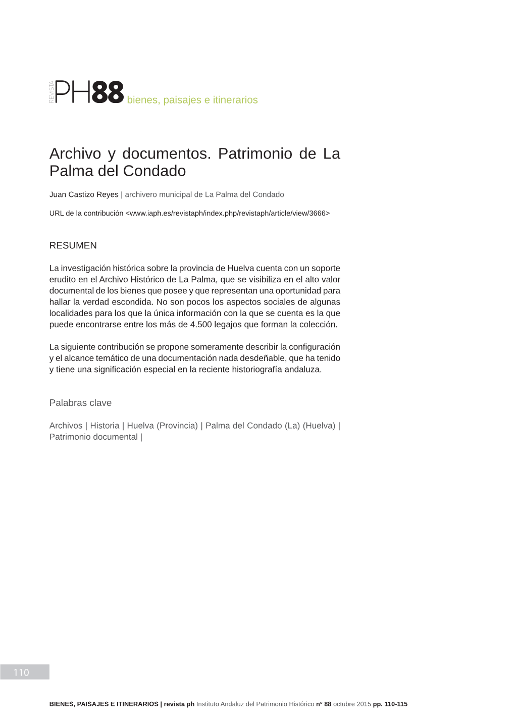 Archivo Y Documentos. Patrimonio De La Palma Del Condado