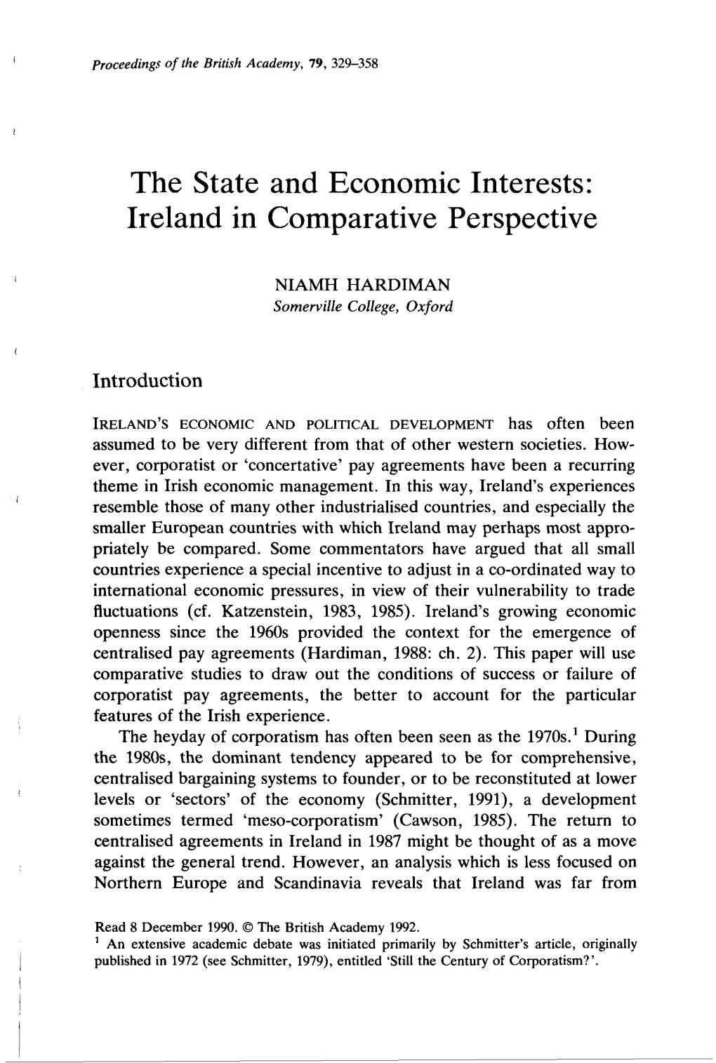 The State and Economic Interests: Ireland in Comparative Perspective