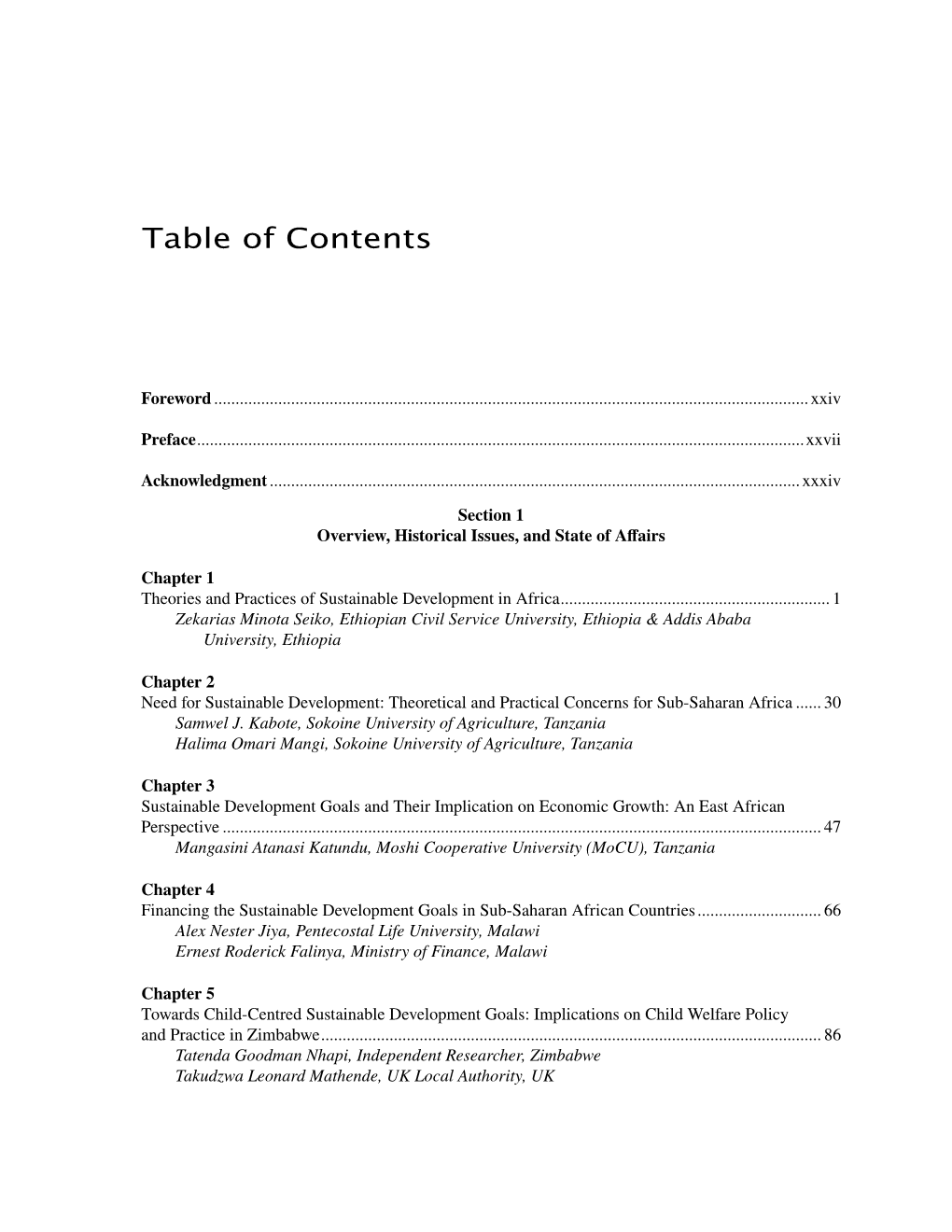 Table of Contents