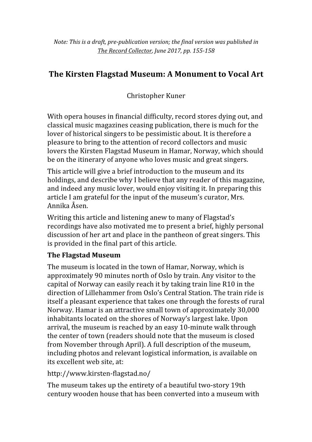 Kuner Flagstad Museum Article Online Version