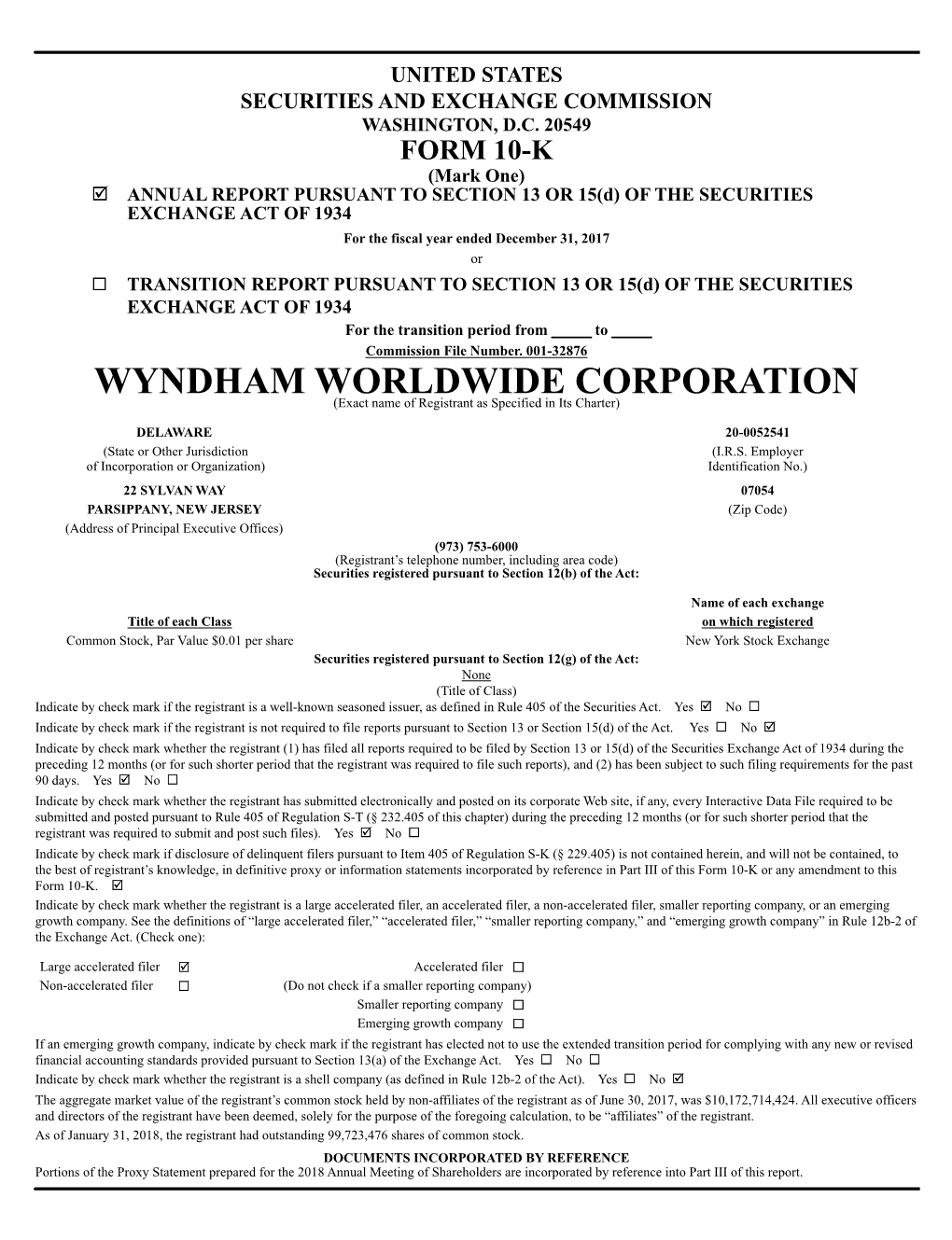 WYNDHAM WORLDWIDE CORPORATION (Exact Name of Registrant As Specified in Its Charter)