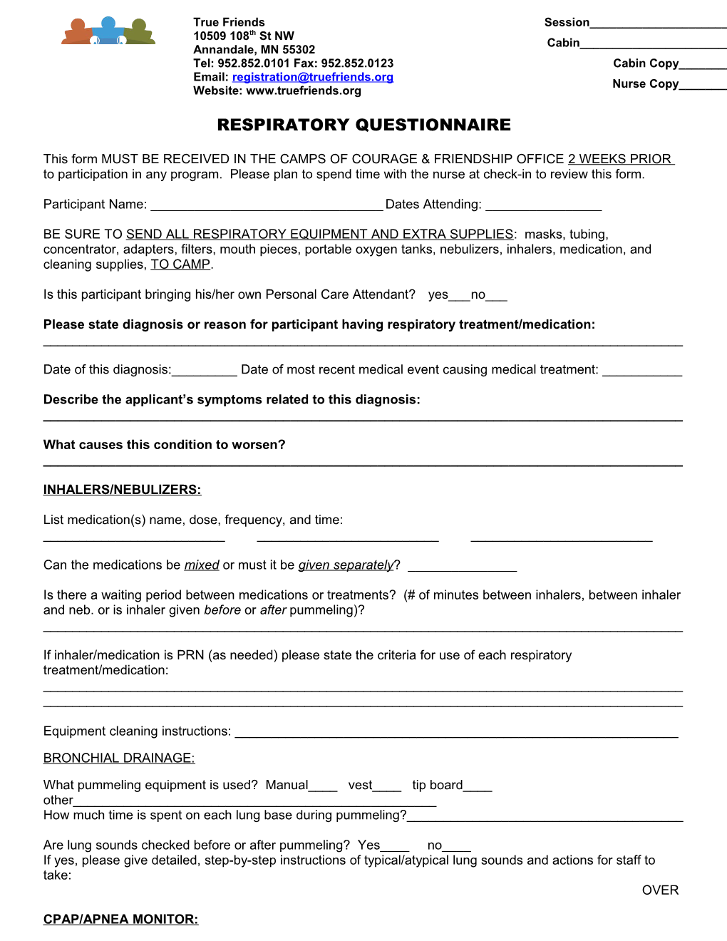 Respiratory Questionnaire