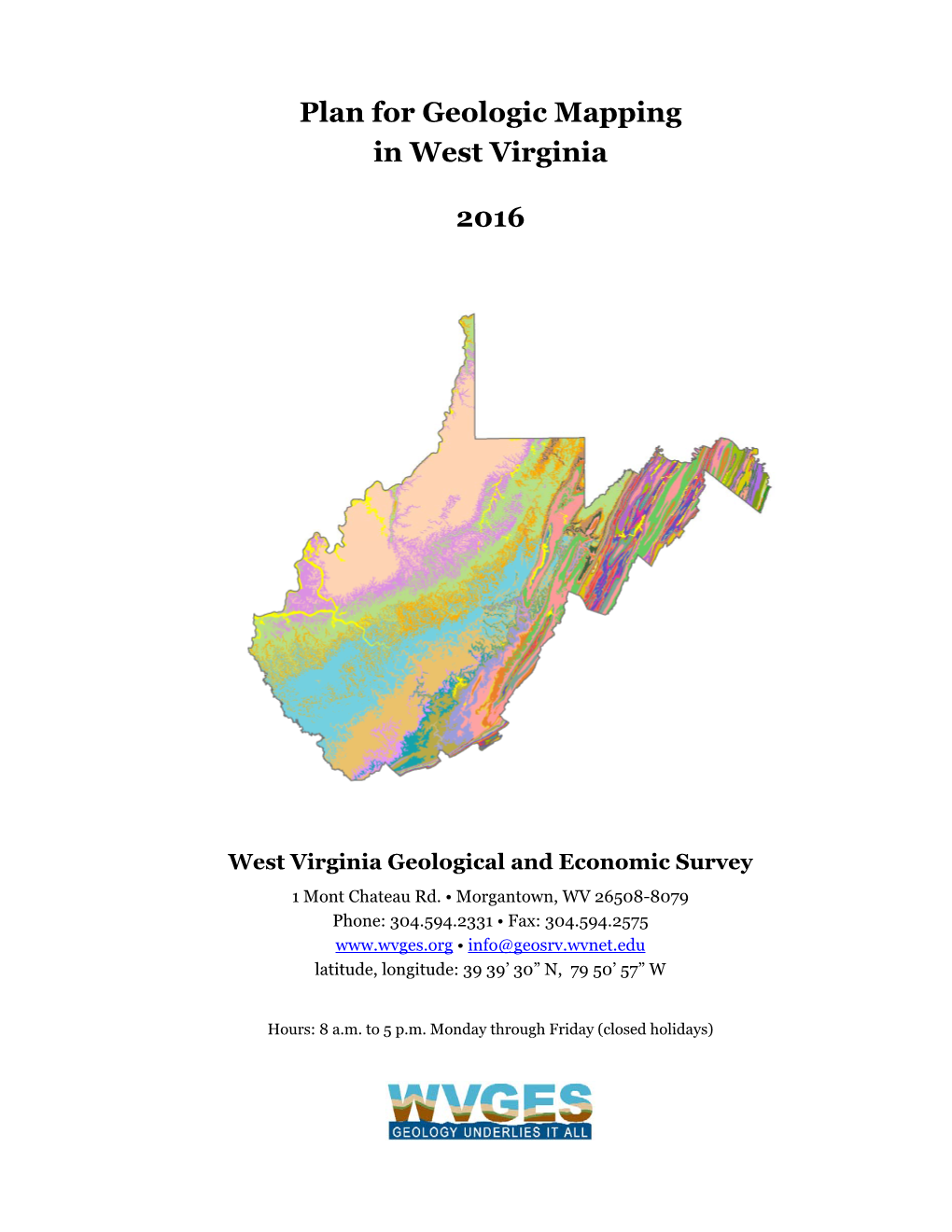 Plan for Geologic Mapping in West Virginia