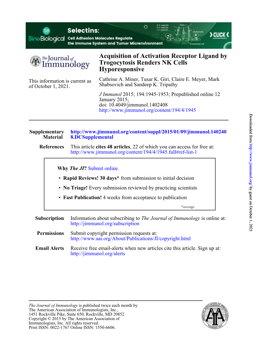 Hyporesponsive Trogocytosis Renders NK Cells Acquisition Of