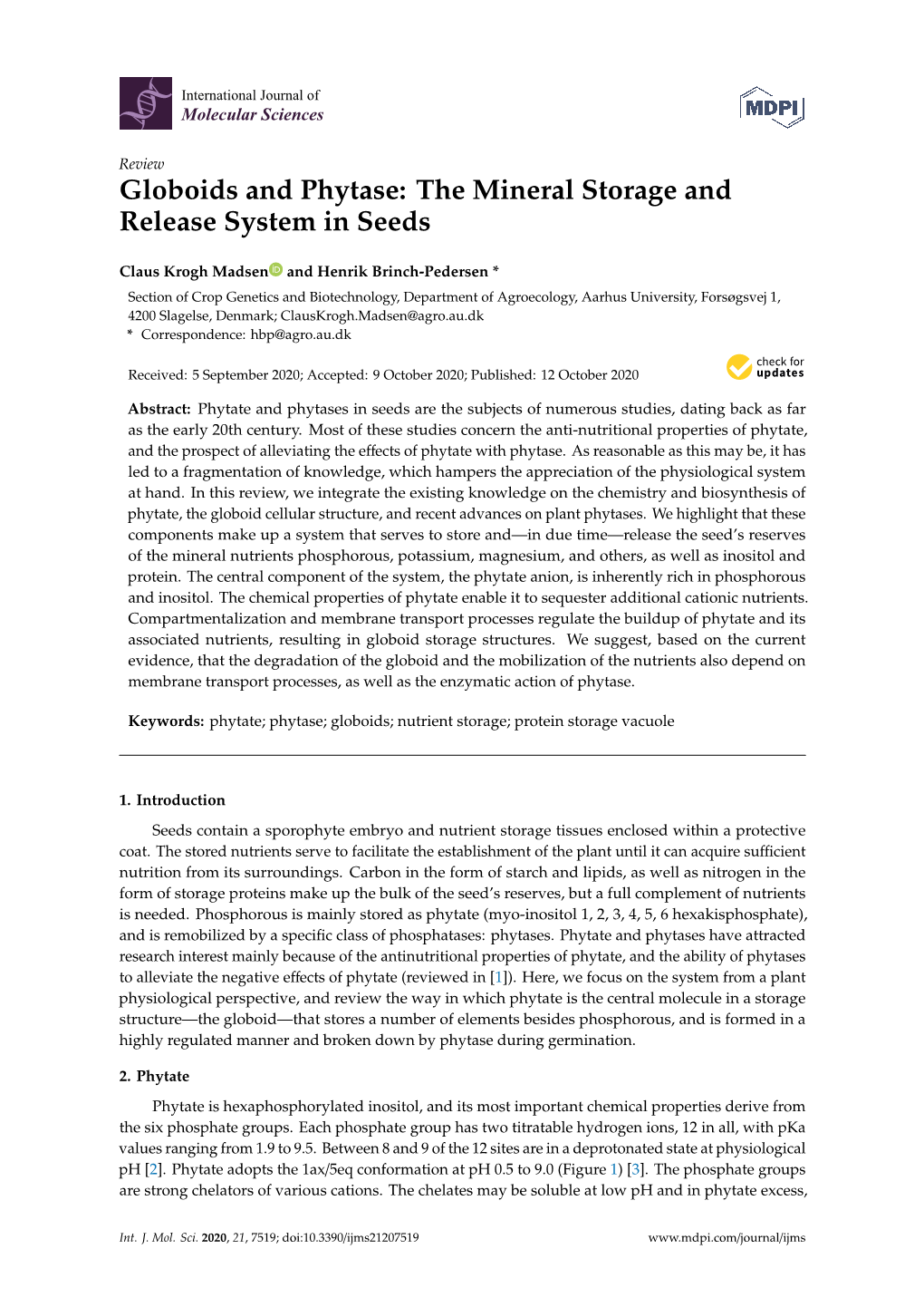 Globoids and Phytase: the Mineral Storage and Release System in Seeds