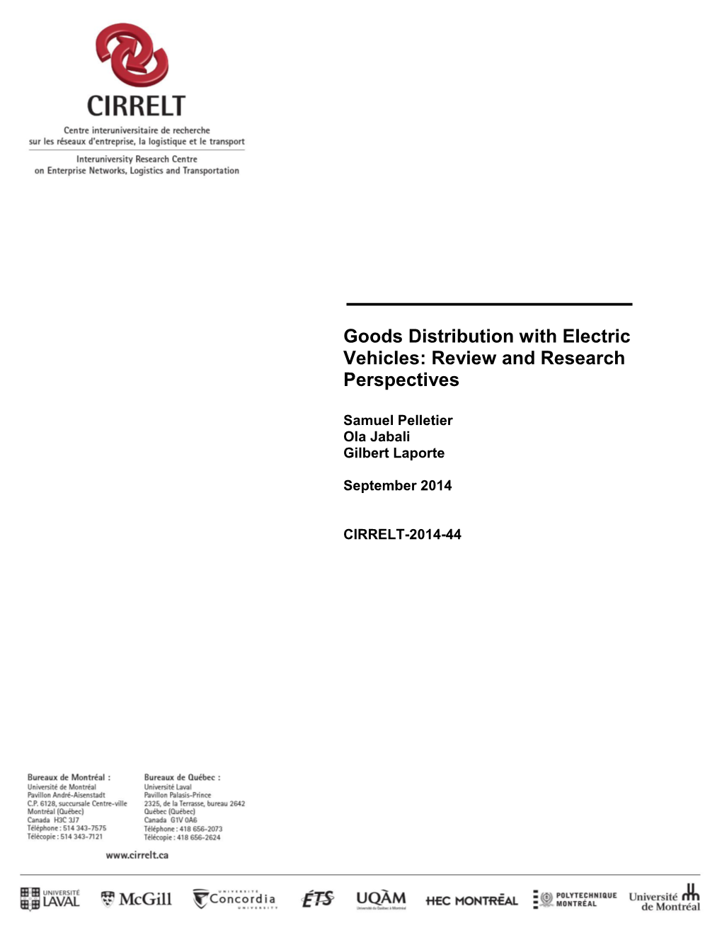Goods Distribution with Electric Vehicles: Review and Research Perspectives