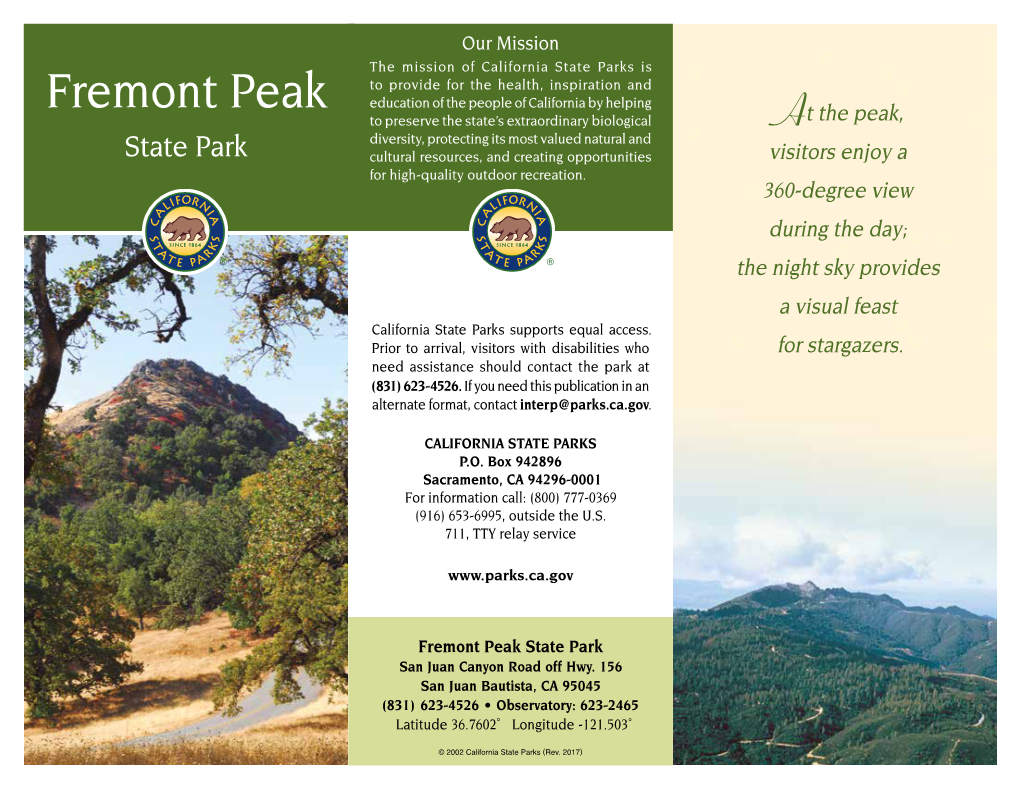Fremont Peak State Park San Juan Canyon Road Off Hwy