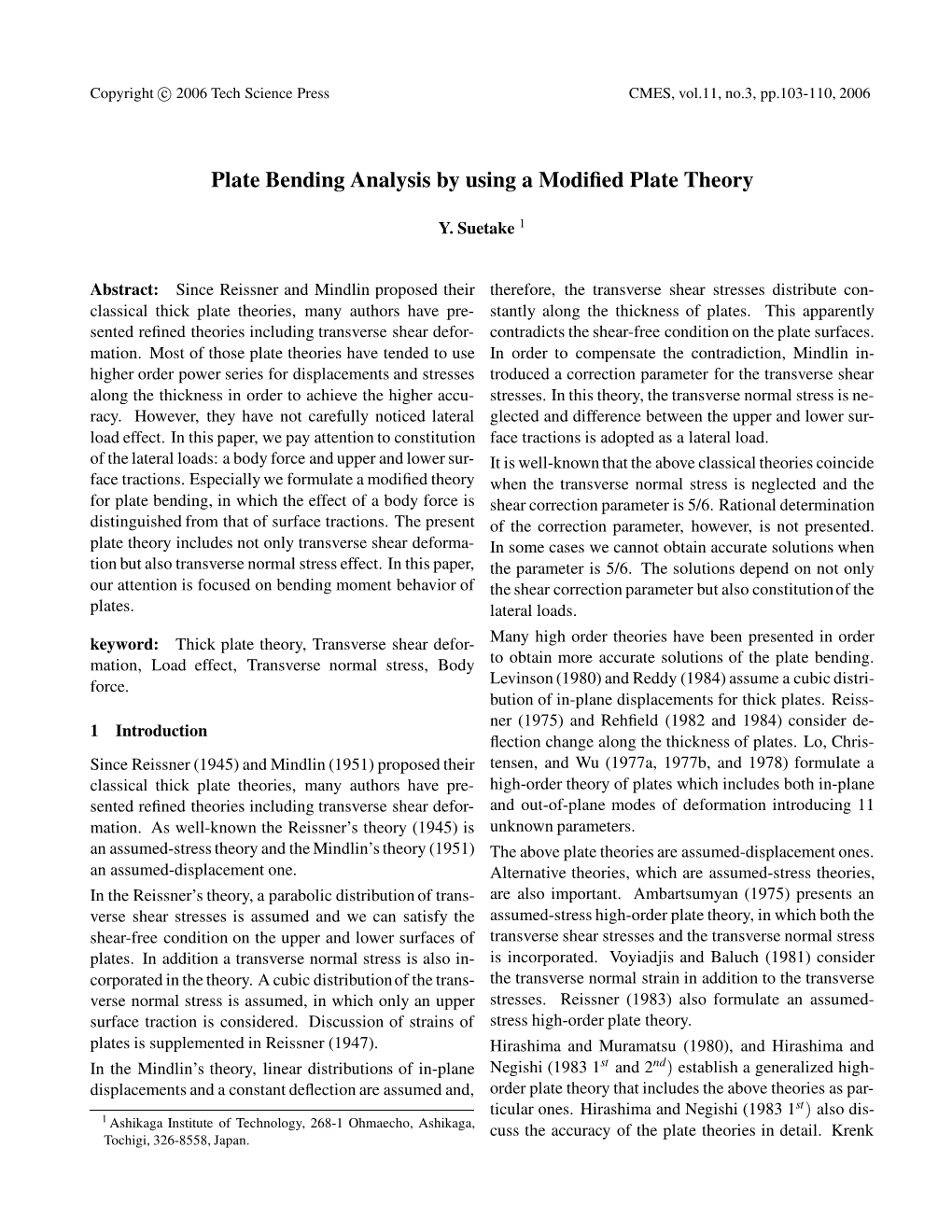 Plate Bending Analysis by Using a Modified Plate Theory