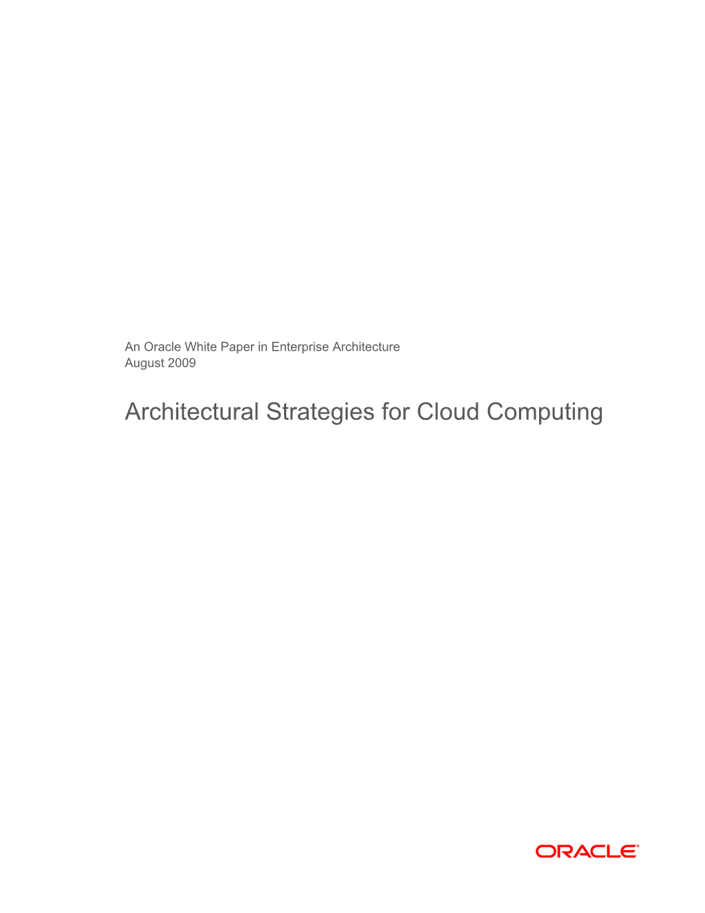 Architectural Strategies for Cloud Computing