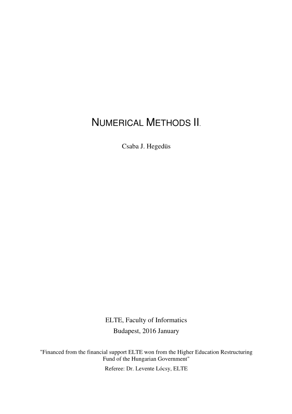 Numerical Methods Ii