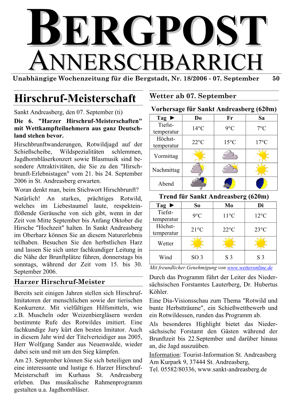 ERGPOST ANNERSCHBARRICH Hochzeit Im Samson Sankt Andreasberg, Den 01