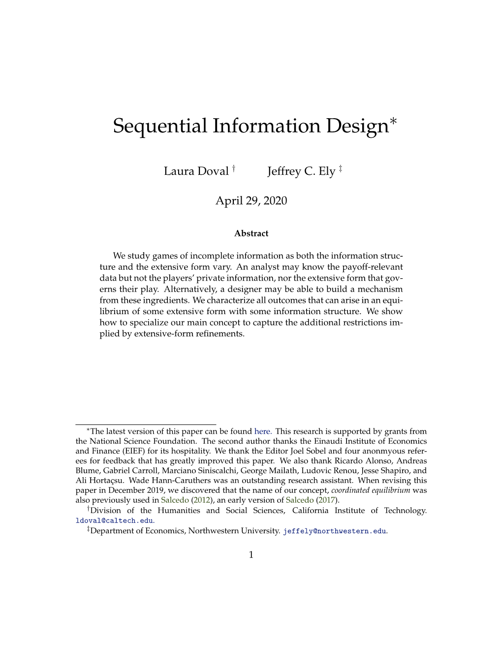 Sequential Information Design∗