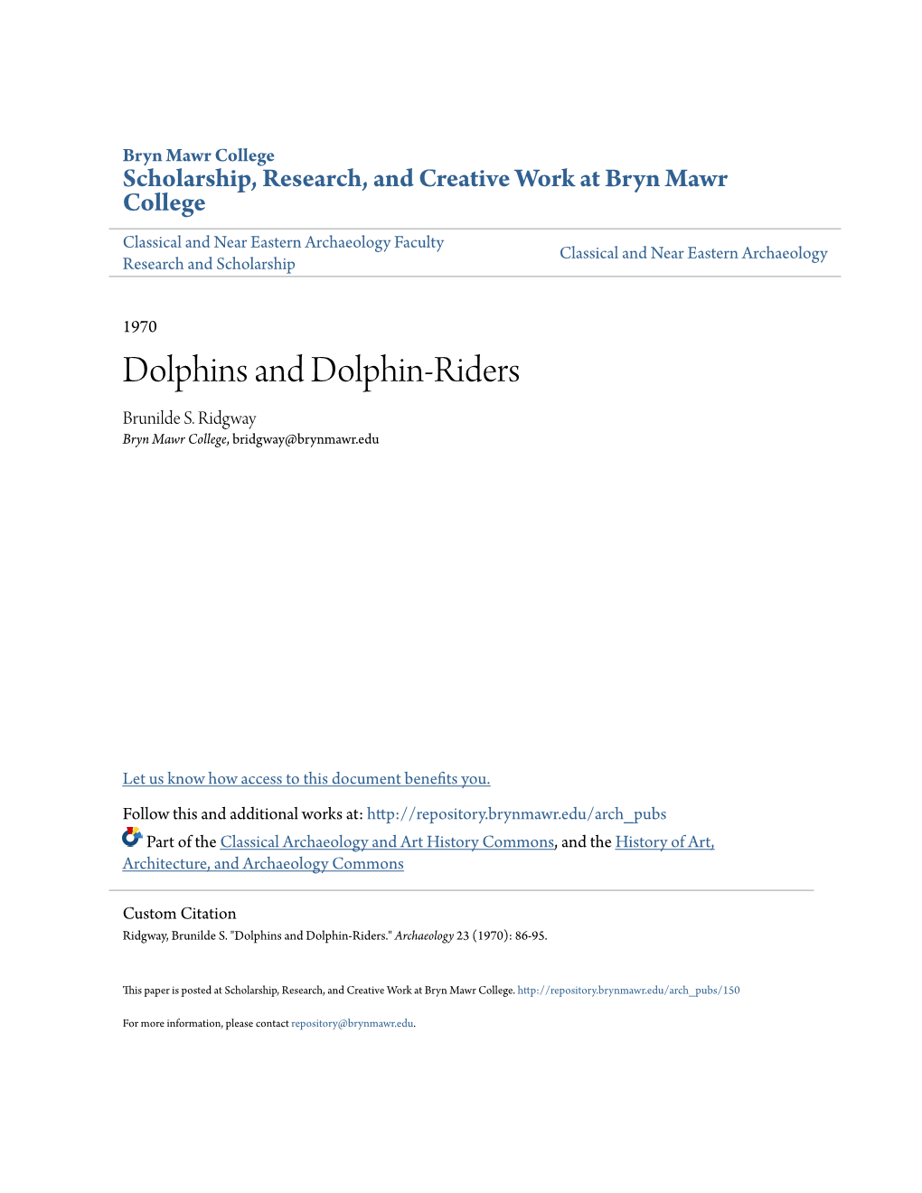 Dolphins and Dolphin-Riders Brunilde S