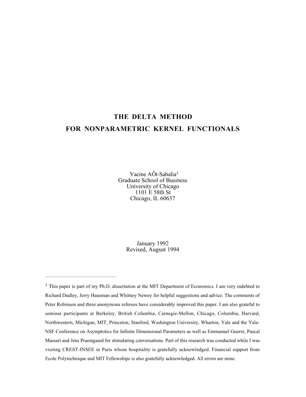 The Delta Method for Nonparametric Kernel Functionals