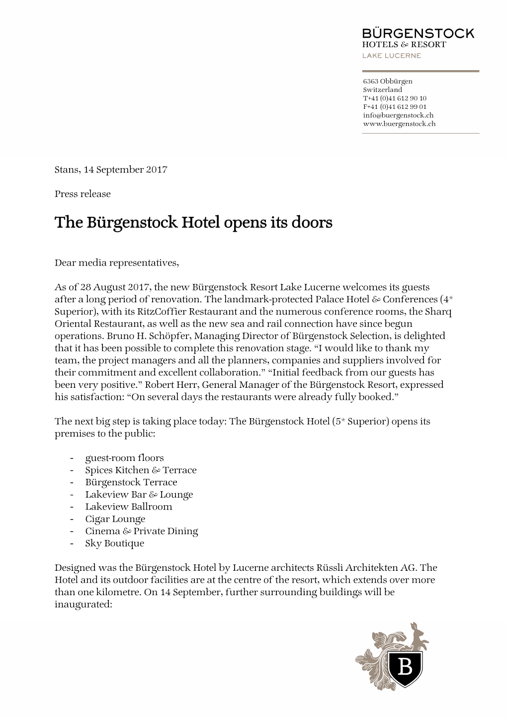 The Bürgenstock Hotel Opens Its Doors