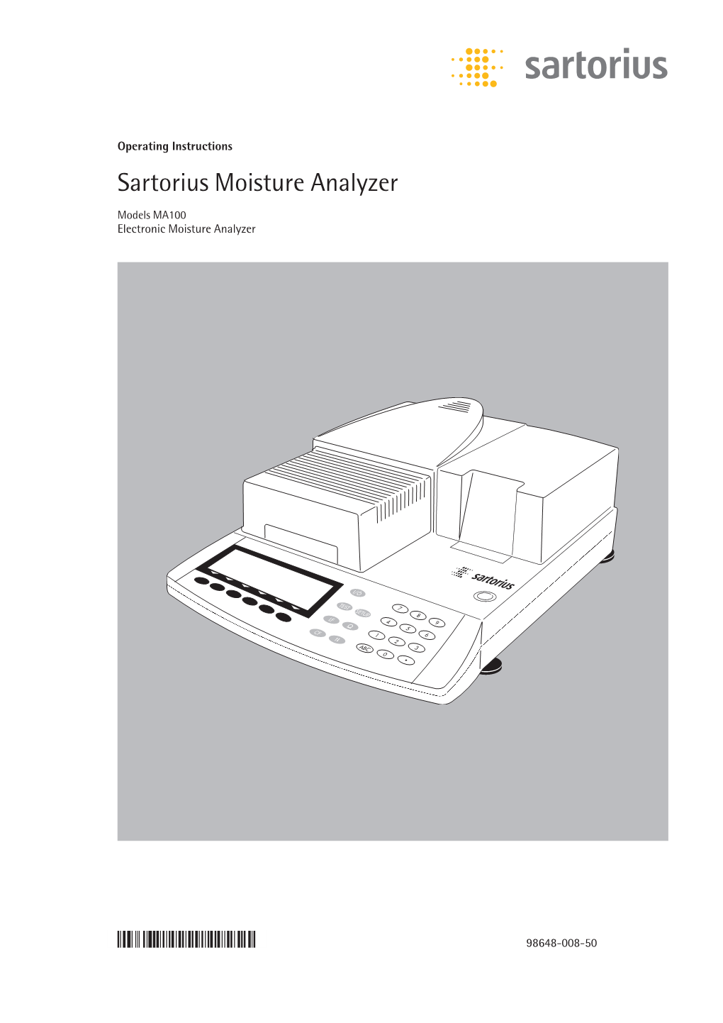 Sartorius Moisture Analyzer Models MA100