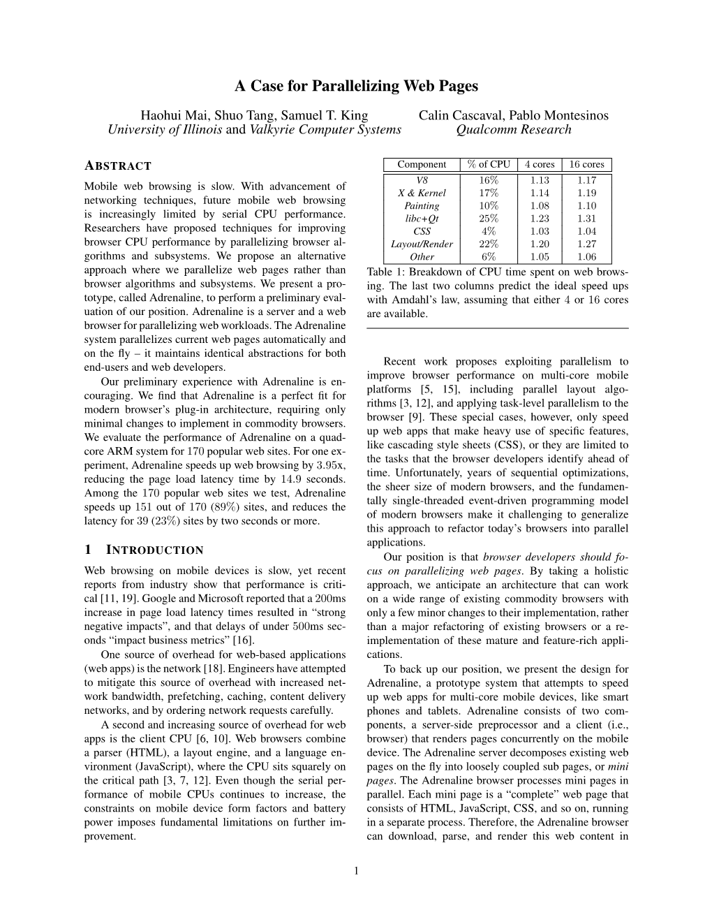 A Case for Parallelizing Web Pages