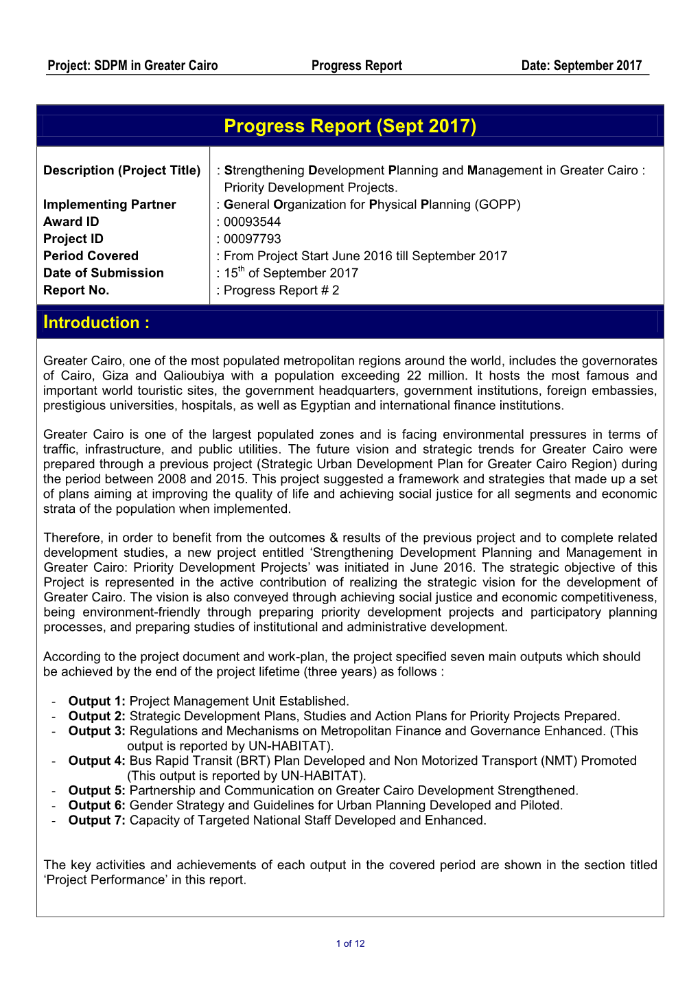 Strategic Urban Development Plan for Greater Cairo Region) During the Period Between 2008 and 2015