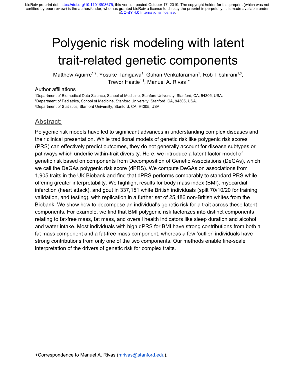 Polygenic Risk Modeling with Latent Trait-Related Genetic Components