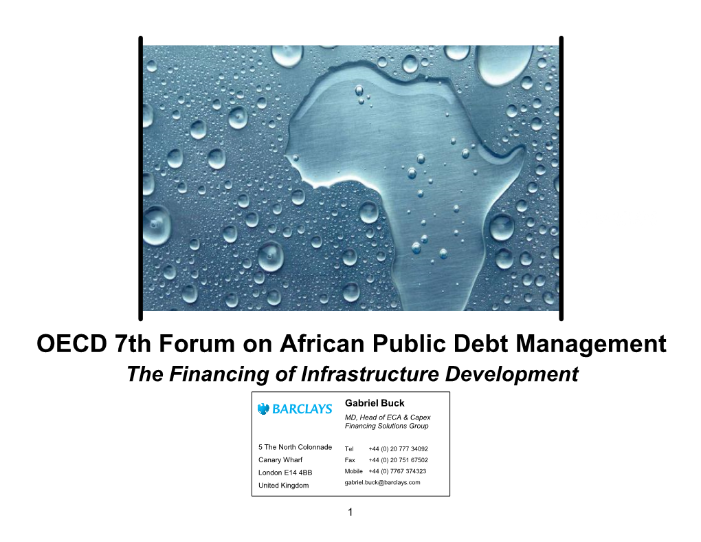 OECD 7Th Forum on African Public Debt Management the Financing of Infrastructure Development