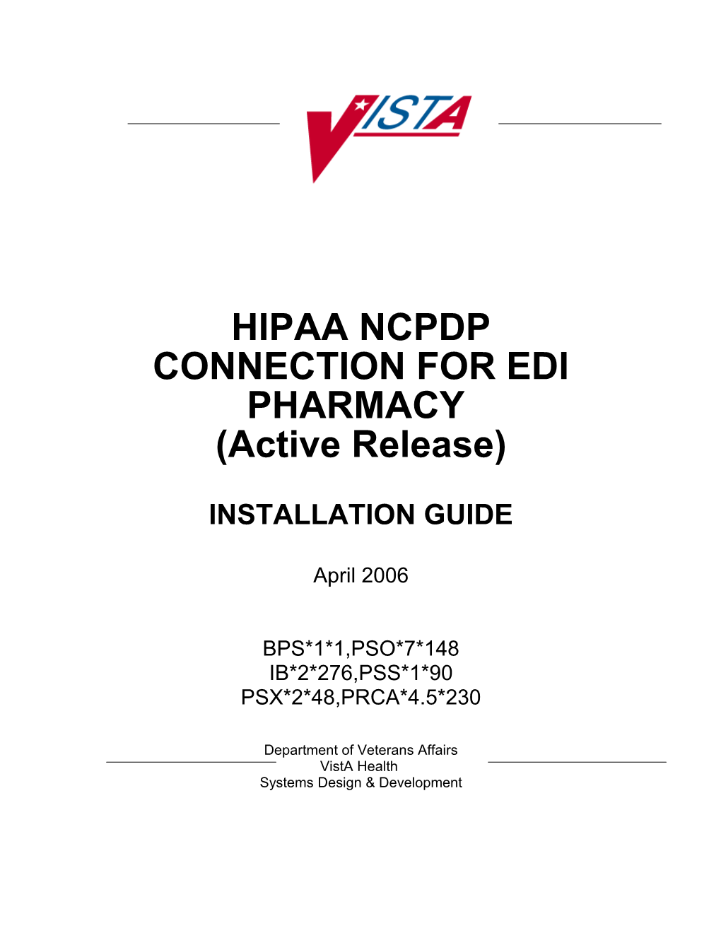 Hipaa Ncpdp Connection for EDI Pharmacy (Active Release)