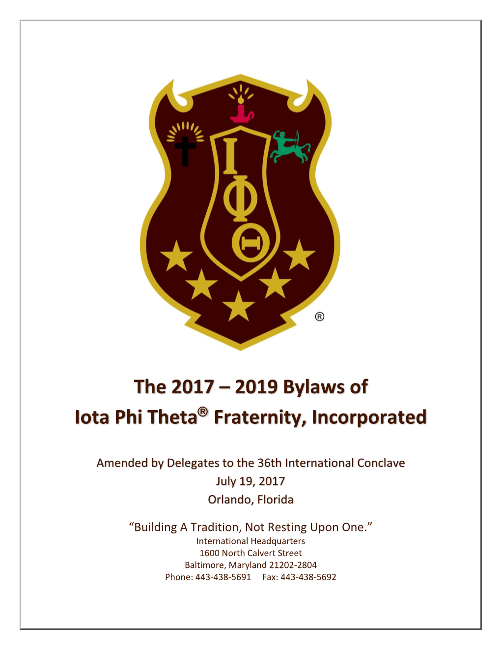 2019 Bylaws of Iota Phi Theta Fraternity, Incorporated