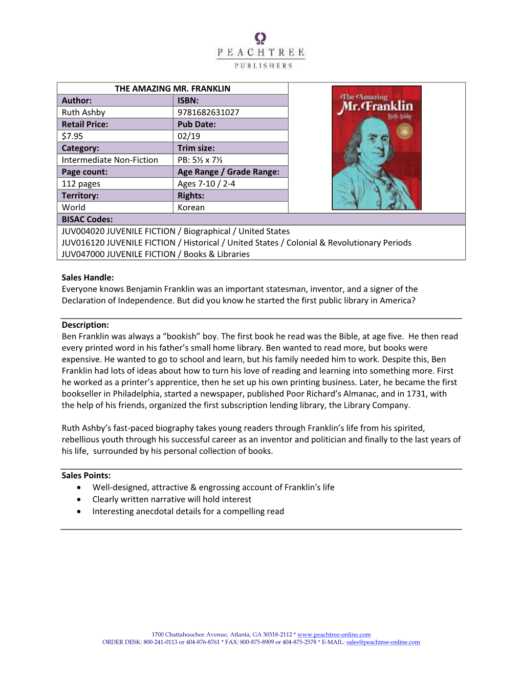 THE AMAZING MR. FRANKLIN Author: ISBN