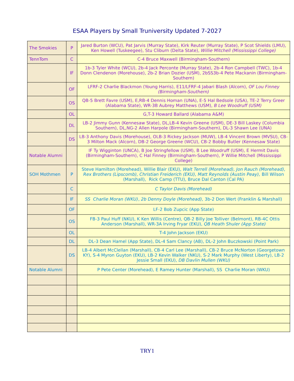 ESAA Small Truniversity Teams